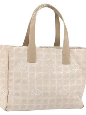 CHANEL New Travel Line Tote Bag Nylon Beige Gold CC
